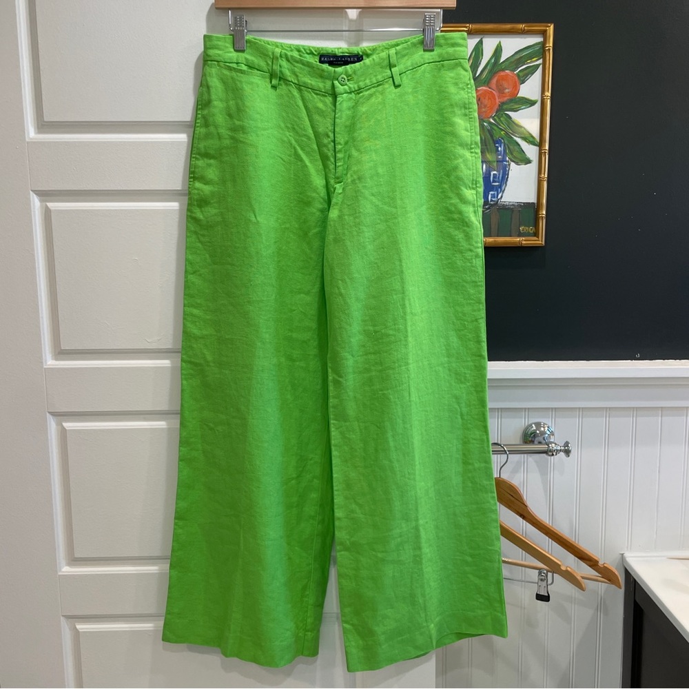 Ralph Lauren Green Wide Leg Pants High-Waisted